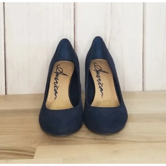 American Rag Faux Blue Suede Almond Toe Heels Women's Size 7 M - Picture 4 of 9